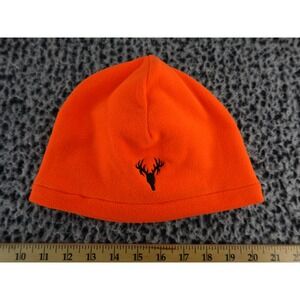 Hot Shot Orange Fleece Beanie Hat with Deer Antler Logo One Size